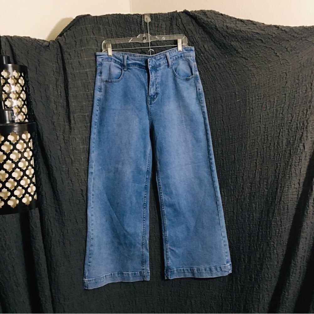 Gianni Bini Blue Wide Flared Jeans Size Large